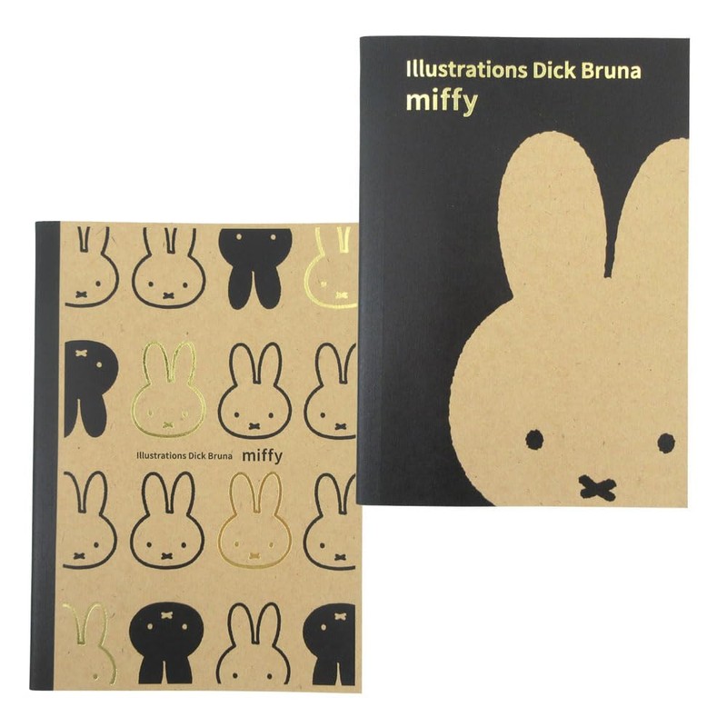 Square Miffy Threadbound Notebook, A5, Black, Dick Bruna, Miffy, Ruled,