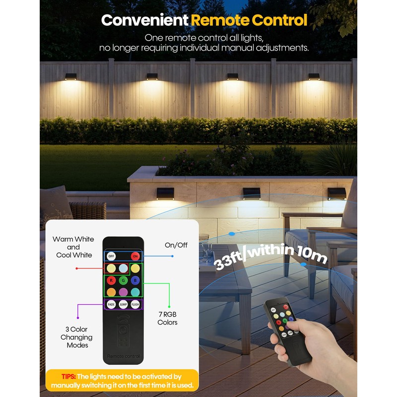 Bridika Solar Fence Lights with Remote, 12 Pack Bright 100