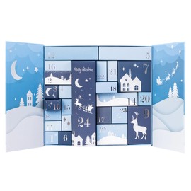 Christmas Advent Calendar Fill your Own 1-24 Day Boxes Luxury Countdown Ribbon (blue)