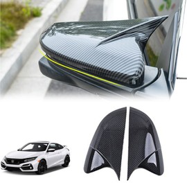 Lotcesfun Rearview Mirror Cover Compatible with Honda Civic 10th Gen 2016-2021 ABS Material Ox Horn Door Side Mirror Trim Cover (Carbon Fiber 2 Pcs)