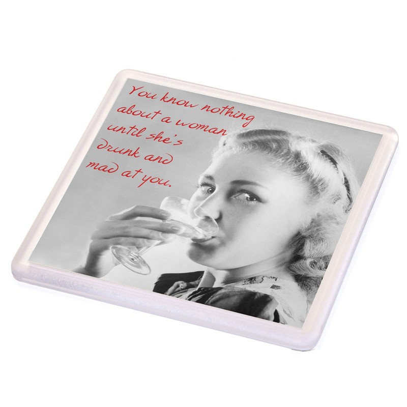 Funny Vintage Wine Drinking Women Quotes Set of 4 Gift