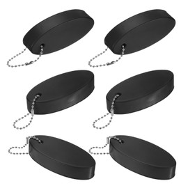 M METERXITY 6-Pack Floating Key Chain for Boating, Waterproof Bright Color Key Rings for Outdoor Water Sport/Fishing/Surfing/Sailing, Oval Shaped PU Foam Floating Keychains [Black]