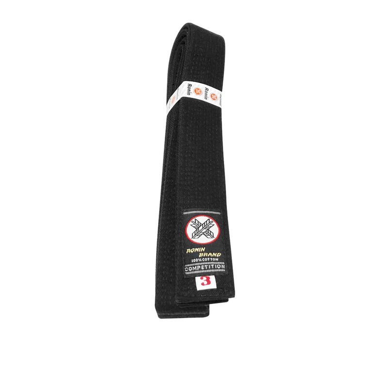 Ronin Deluxe Cotton Black Belt for Karate, Judo, Tae Kwon