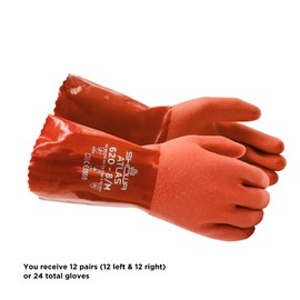 SHOWA Atlas 620 Double-Dipped PVC Chemical Resistant Safety Work Glove with Cotton Liner, 12" Length, Medium (12 Pair)