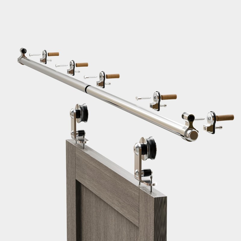 CCJH 4FT/48'' Stainless Steel Sliding Track Barn Door Hardware Kit