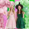 2 Pack Pink and Green Shiny Tinsel Foil Fringe Curtains