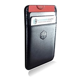 AH Mens Slim Wallet, Minimalist Thin Front Pocket GENUINE Leather Credit Card Holder with RFID Blocking for Work Travel
