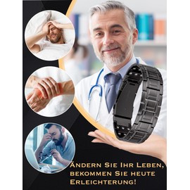 Jeracol Magnetic Bracelet Men's Titanium Steel Magnetic Bracelet Healing Men with Ultra Strength of 3500 Gauss Magnets, Adjustable Bracelet with Removal Tool and Jewellery Gift Box