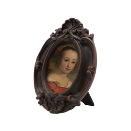 Small Vintage 2.5x3.5 Oval Picture Frame, Mini Antique Ornate Photo Frame, Table Top Display and Wall Hanging Home Decor, Old Fashioned Photo Gallery Art Deco, Rustic Brown – by SYLVIA‘S SHOP