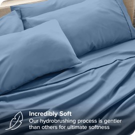 Bare Home Hotel Luxury Split King Sheet Set, Extra Soft, Deep Pockets, Easy Fit, Cooling & Breathable, Wrinkle, Fade, Stain Resistant, Set Includes 4 Pillowcases (Split King, Coronet Blue)