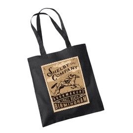 WillowGifts Shelby Bookmakers Tote Bag Cotton Shopper Birmingham City Period Crime Drama Gang Family Gangster TV Show Series Newsboy Flat Cap Gift Present (Black)