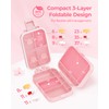 AMOOS Compact 3-Layer Travel Pill Organizer, Cute Pill Box Case