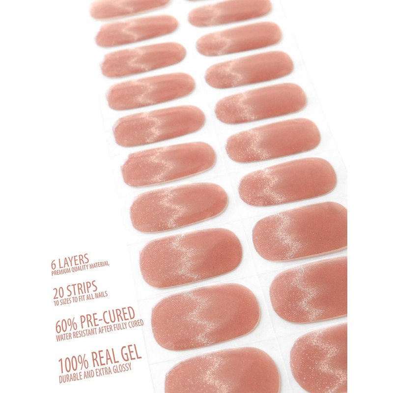 Osesshia Semi Cured Gel Nail Strips, 20 pcs Nail Wraps,