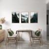 HOURIA Boho Forest Mountain Framed Canvas Wall Art Set,Nature Foggy