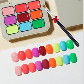 Juego De Esmaltes De UñAs De Colores Cremosos, Paleta De Esmalte De UñAs SóLido De Larga DuracióN,Esmalte De UñAs Con Pegamento De Gel SóLido De...   
