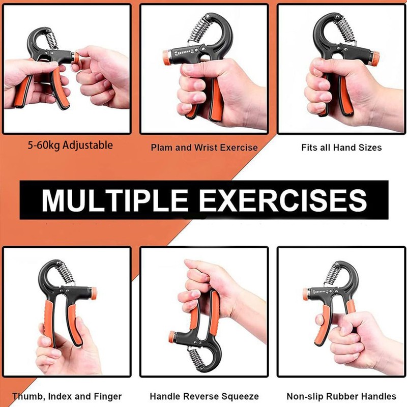 Hand Grip Strengthener 2 Pack Adjustable Resistance 5-60kg (10-130lb) Forearm