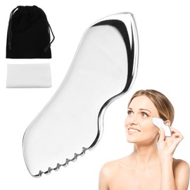 Stainless Steel Gua Sha, Gua Sha Facial Tools, Comb Edges and Surfaces Guasha Face Skin Massage, Metal Gua Sha Sculpting Tool foe Face Body Eyes Neck