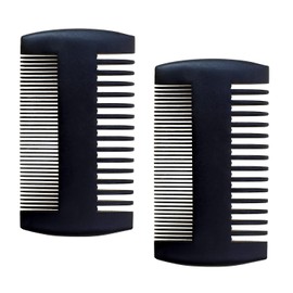 PPhtony Wooden Beard Mustaches Comb with Dual Action Teeth for Men Hair Grooming Christmas Gift Valentine’s Day, 2PCS (Black)