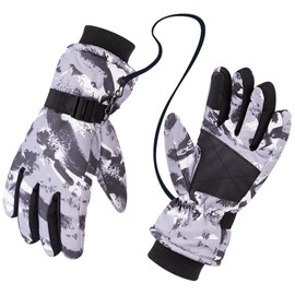 TYXHXTF Kids Ski Gloves, Winter Warm Windproof Snow Gloves for Children Boys and Girls Age 9-15, Sledding Snowboard Skiing Skating Cycling Running and Outdoor Activities(Grey)