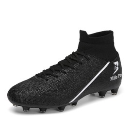 Adult Unisex Soccer Cleats - High-Performance FG Soccer Shoes with Anti-Slip, Breathable Design, Superior Comfort, Excellent Fit, Strong Grip, and Durability for Men and Women, BLACK, 40 EU
