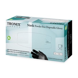Tronex - Black Nitrile 4 Mil Powder-Free Fingertip Textured Disposable Gloves (Large)