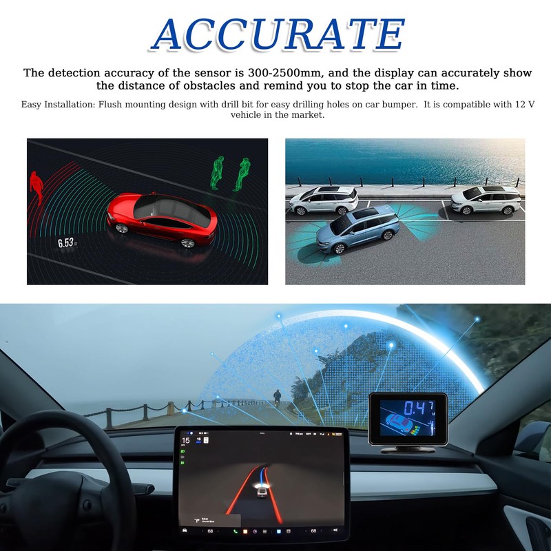 Mulcort Car Reverse Backup Parking Sensor Radar System, 8 Parking