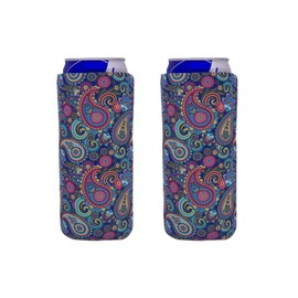 Paisley Neoprene Collapsible Slim 12oz Can Coolie (2)