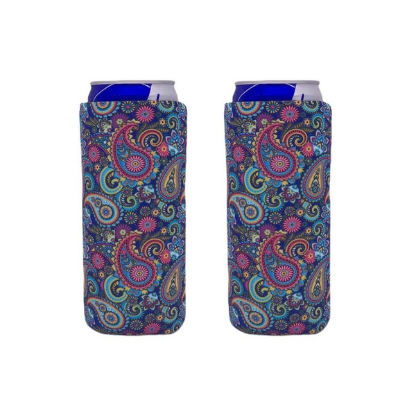 Paisley Neoprene Collapsible Slim 12oz Can Coolie (2)