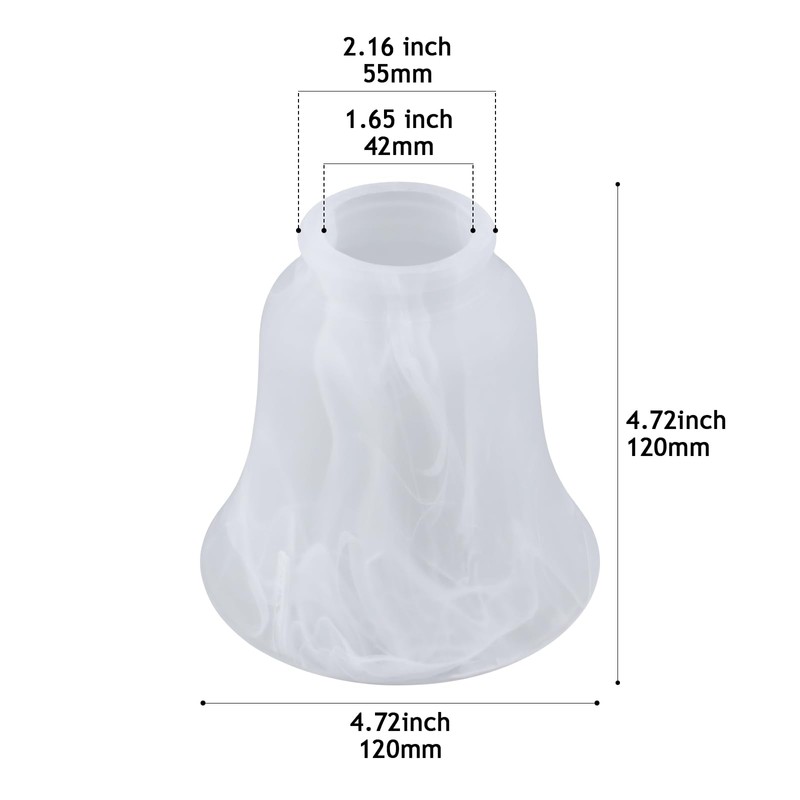 4 Pack Ceiling Fan Light Covers, White Alabaster Transitional Style