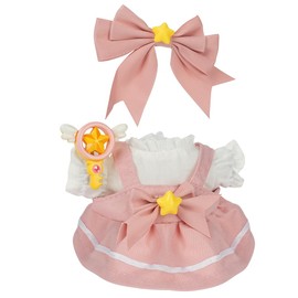 AOOTE Stylish Doll Clothes, 3 Pcs Dolls Clothes Set, Plush Dolle Cloth for 17cm Dolls, Set Include 1 Dress, 1 Magic Wand, 1 Pink Bow, Cute Dress Up Gift for Girls Boys, Only Clothe, No Doll