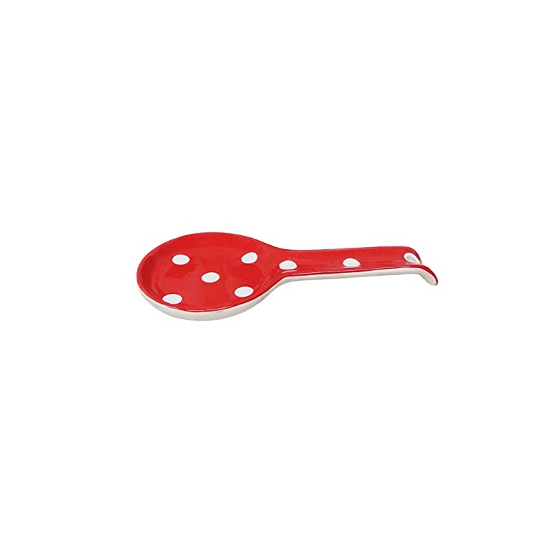 ACK Viva Collection, Red Polka Dot Hand Painted Ceramic Spoon