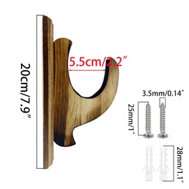 Yuqim Wooden Curtain Rod Brackets Wood Drapery Rod Holders Brown Wood Support Brackets for 2.2" Curtain Rod with Screws(2 Pack, Pinewood)