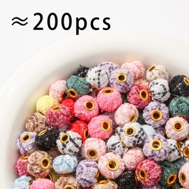 CYEENUT 200pcs Fluffy Beads Faux Fur Pompom Bead Soft Fuzzy Spacers Beads for DIY Making Jewelry Keychain Handicrafts Pens Crafts Accessories (mixcolor)