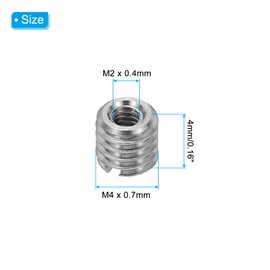 PATIKIL 316 Stainless Steel Thread Adapters Sleeve Reducing Nut, 15 Pcs M4 x 0.7 Male to M2 x 0.4 Female Repairing Insert Nut Screw Reducer Conversion Fastener 4mm