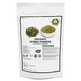 R V Essential Organic Henna Powder 100gm/ 3.53oz/ 0.22lb- Lawsonia Inermis Natural Henna Leaf Powder For Hair USDA Organic Certified Ayurvedic Supplement in Resealable and Reusable Zip Lock Pouch