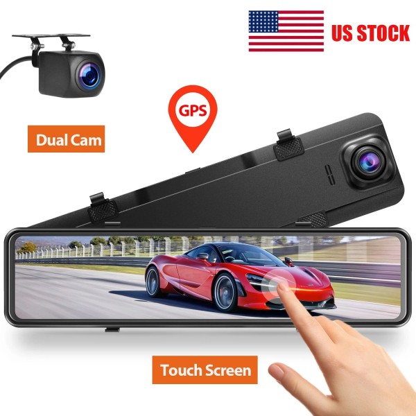 Campark 12" 2.5K Mirror Car Dash Camera Touch Screen Front