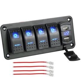 Chaoxinyizu Switch Panel, Waterproof Boat Switch, Car Boat, LED Voltmeter, Switch Panel, Switch Panel Switch, USB Socket, Dual DC12-24V, Marine Supplies (4 Rows)