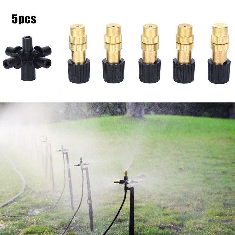 5Pcs G1/2 DN15 Copper Adjustable Misting Sprayer Nozzle Garden Irrigation