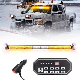 OPP ULITE Led Strobe Light Bar White Amber 9 Key Switch, 80pcs Led, 20 Modes, 32inch Safety Flashing Warning Hazard Front/Rear Windshield Emergency Traffic Advisor Lights for Vehicles Trucks