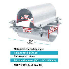OTTFF 10 Set 1-3/8" Greenhouse Cross Grid Connector, Pipe Clamps for Chain Link Fence