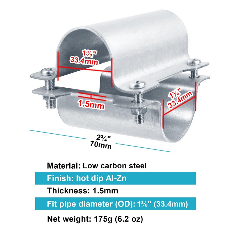 OTTFF 10 Set 1-3/8" Greenhouse Cross Grid Connector, Pipe Clamps