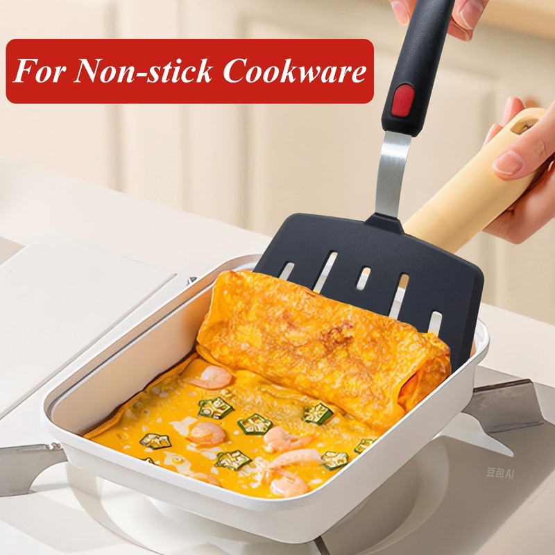 Silicone Spatula Turner Set of 2, Heat Resistant Pancake Spatulas