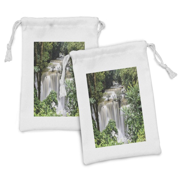 Ambesonne Rainforest Fabric Pouch Set of 2, Huay Mae Khamin