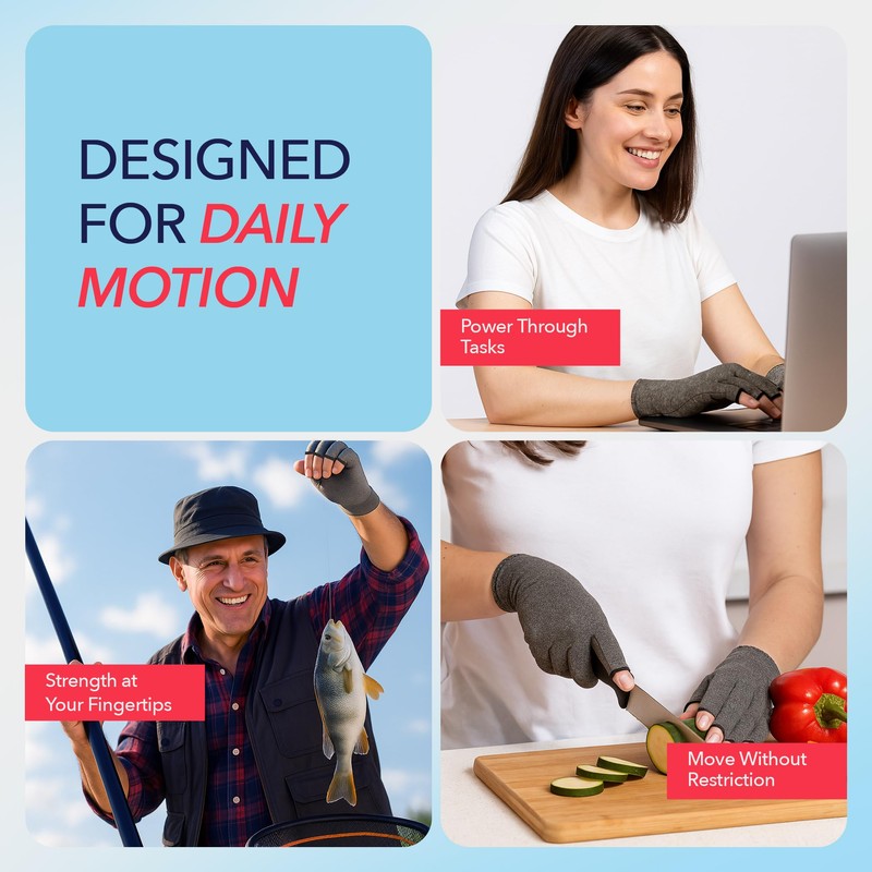 Doctor Developed Compression Gloves for Women and Men, Open-Finger Arthritis