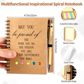 Employee Appreciation Gifts, Spiral Notebook with Sticky Notes & Inspirational Pens, Staff Appreciation Gifts Bulk for Nurse Coworker Teacher, Motivational Notebook with Journal Pen (20, Brown)