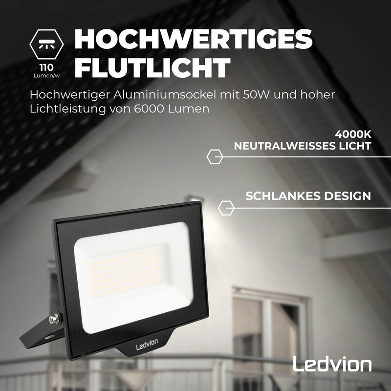Ledvion LED Spotlight with 0.5 m Cable, 50 Watt Osram