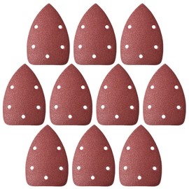 sourcing map Detail Sander Sandpaper, Triangular Sanding Paper, Hook and Loop Sanding Pads, Triangle Oscillating Multi Tool, 80 Grits 5 Holes, 10pcs