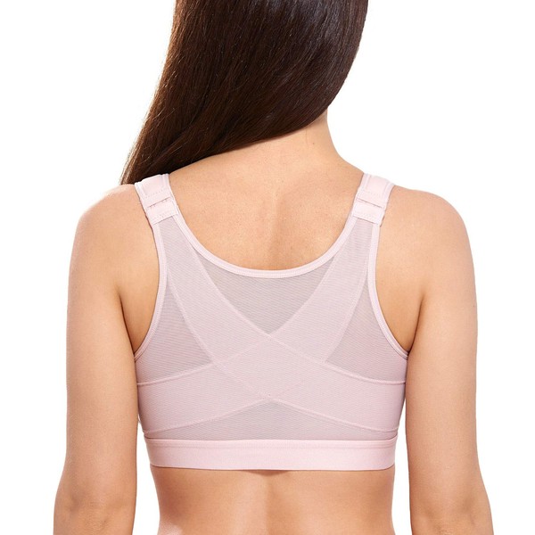 DELIMIRA Women's Full Coverage Front Closure Wire Free Back Support