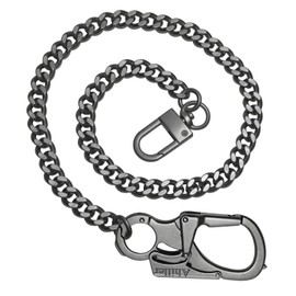 [Ahiller] Men's Wallet Chain, Double Locking Key Chain with Tungsten Steel Sharp Cone Carabiner, Jeans Chain, Wallet Chain, DK-Carabiner-chain-gray