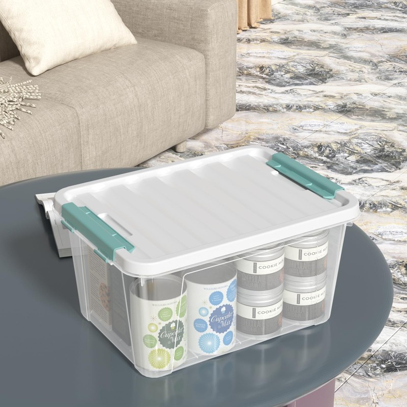 Gainhope 6 Packs Plastic Latch Boxes, Clear Stackable Storage Container